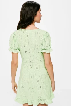 * Vestido Corto Cruce Volantes Estampado Verde Sale