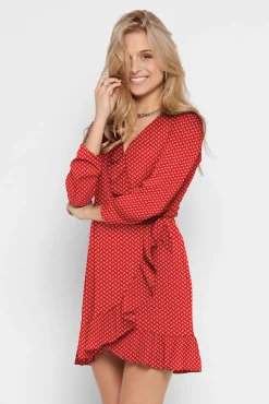 Only Vestido Corto Cruzado Rojo New