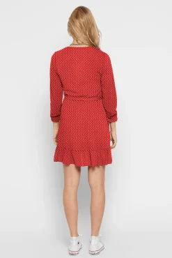 Only Vestido Corto Cruzado Rojo New