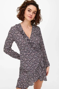 Only Vestido Corto Cruzado Rosa Best