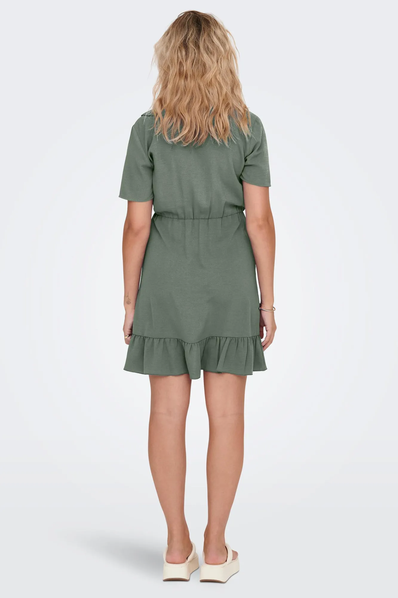 JDY Vestido Corto Cruzado Verde Best