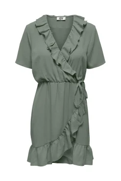 JDY Vestido Corto Cruzado Verde Best