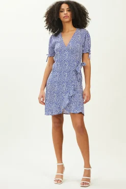 Pimkie Vestido Corto Cruzado Estampado Azul Online