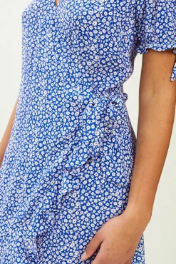 Pimkie Vestido Corto Cruzado Estampado Azul Online