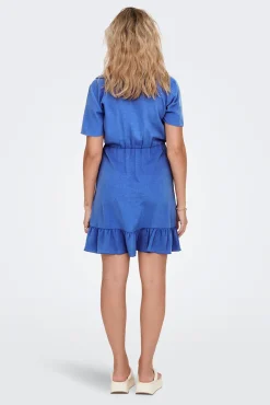 JDY Vestido Corto Cruzado Azul Medio New