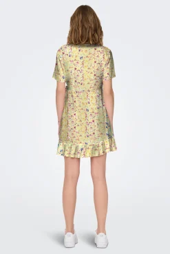 Only Vestido Corto Cruzado De Manga Corta Amarillo Best