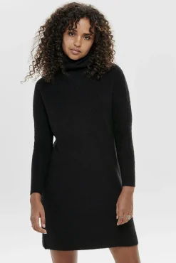 Only Vestido Corto Cuello Alto Negro New