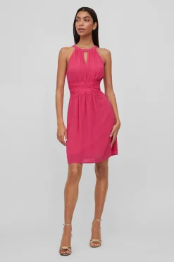 Vila Vestido Corto Cuello Halter Rosa