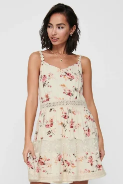 Only Vestido Corto Cuello Pico Blanco Online