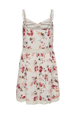 Only Vestido Corto Cuello Pico Blanco Online