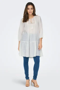 Only Vestido Corto Cuello Redondo Blanco Sale