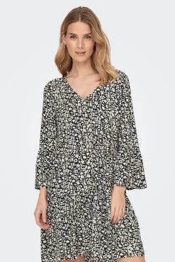 JDY Vestido Corto Cuello V Negro