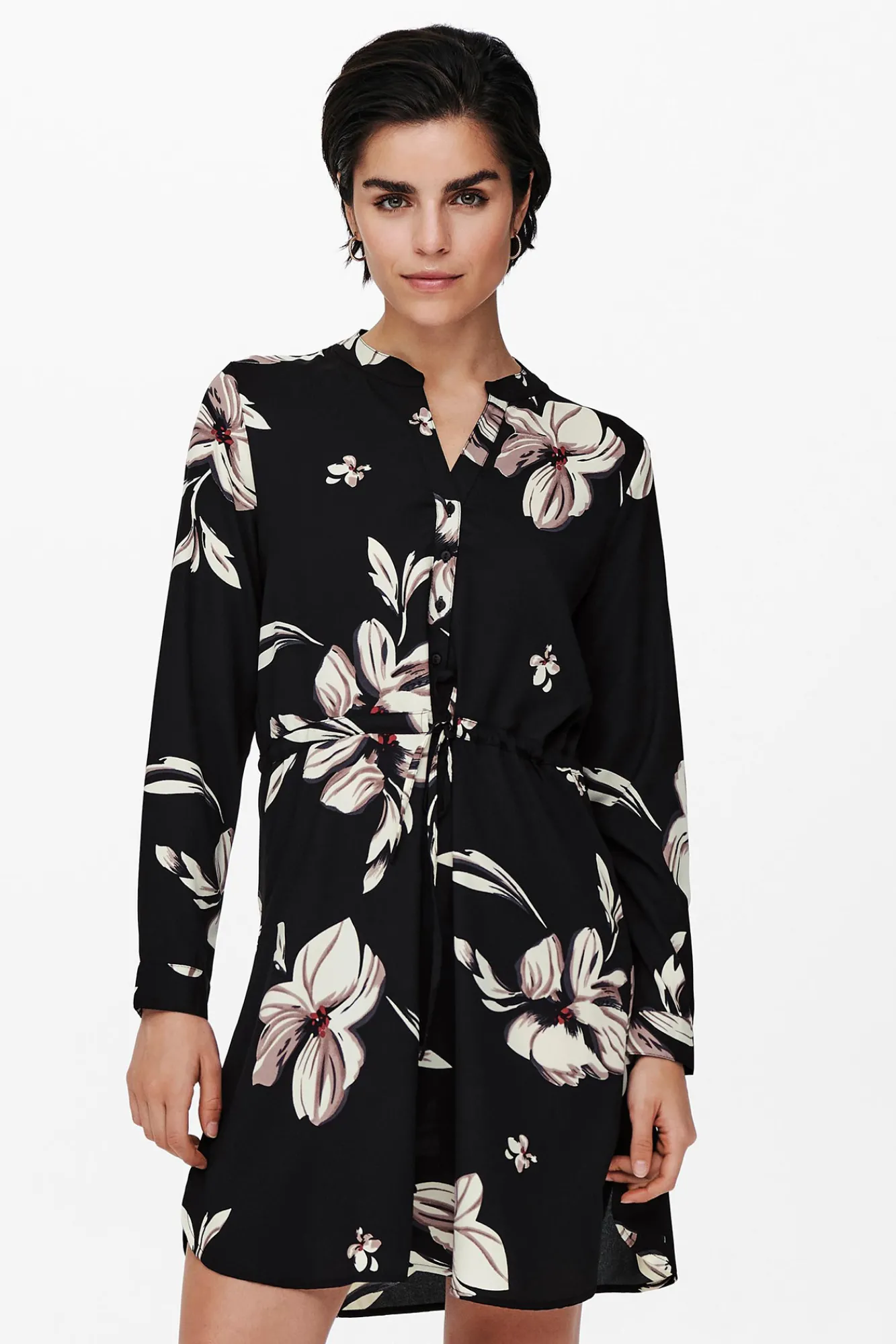 Only Vestido Corto De Corte Tunica Estampado Gris Discount