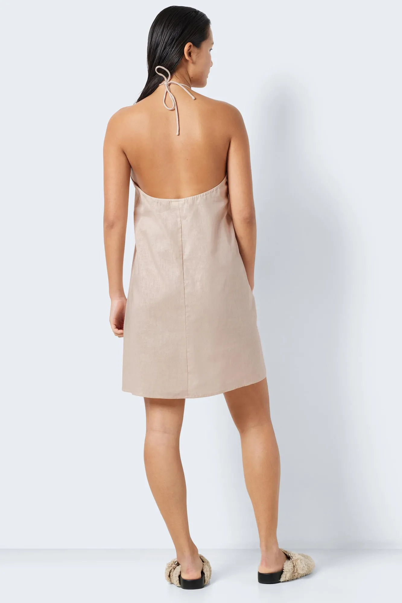 Noisy May Vestido Corto De Lino Blanco Outlet