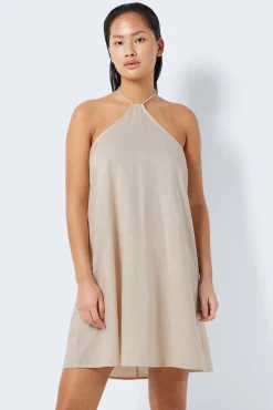Noisy May Vestido Corto De Lino Blanco Outlet