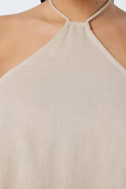 Noisy May Vestido Corto De Lino Blanco Outlet