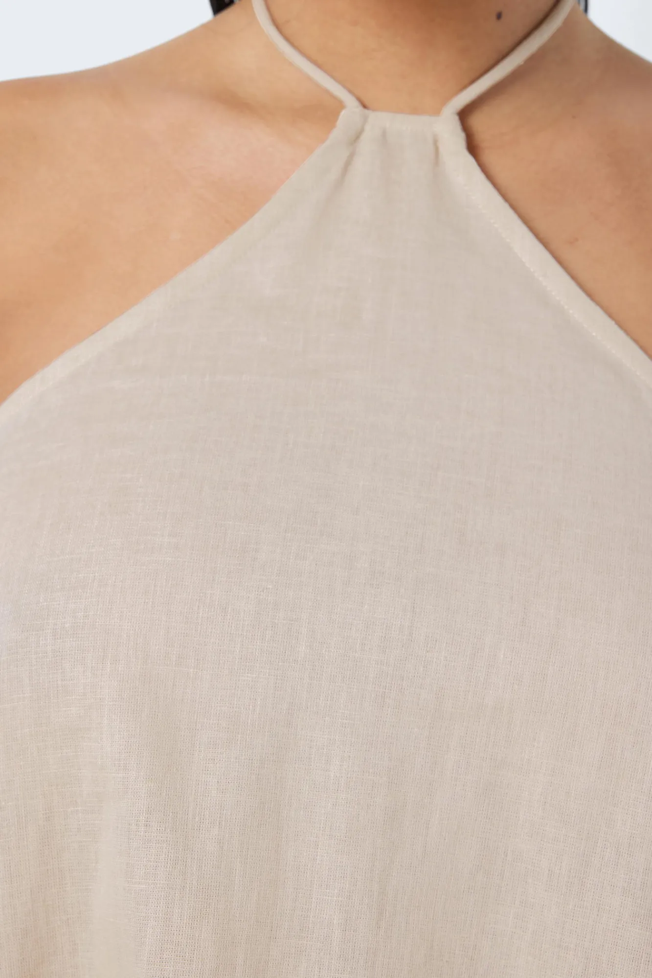 Noisy May Vestido Corto De Lino Blanco Outlet