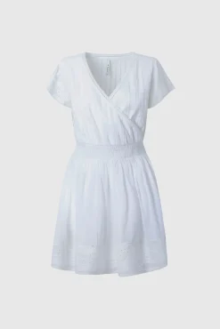 Pepe Jeans Vestido Corto De Manga Corta. Blanco New