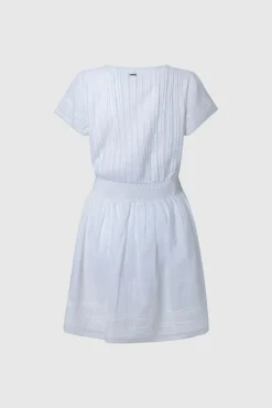 Pepe Jeans Vestido Corto De Manga Corta. Blanco New