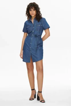 JDY Vestido Corto Denim Azul Medio Clearance