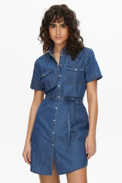 JDY Vestido Corto Denim Azul Medio Clearance