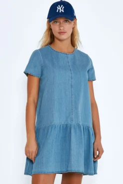 Noisy May Vestido Corto Denim Azul Medio
