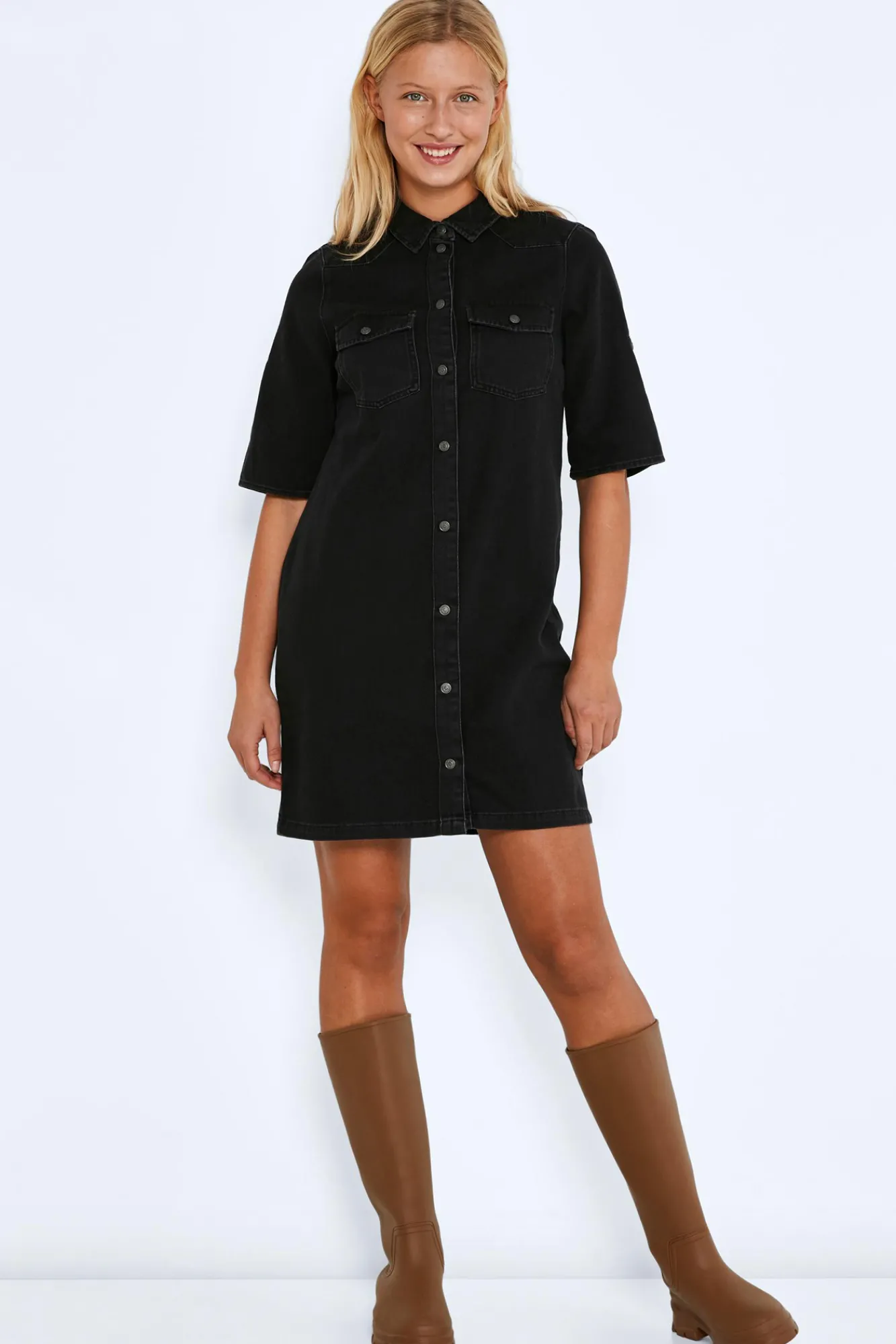 Noisy May Vestido Corto Denim Negro