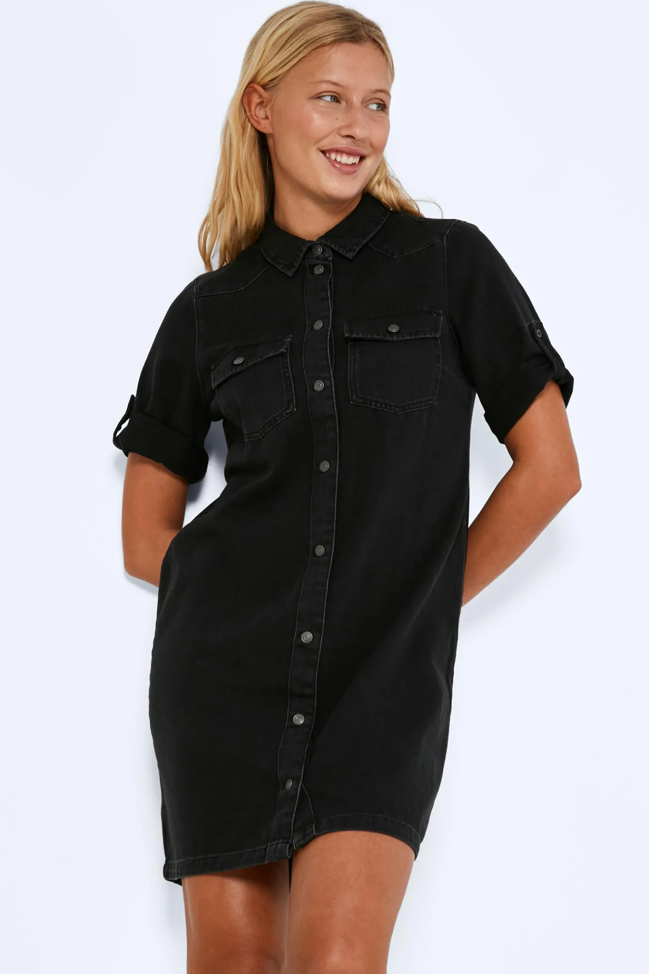 Noisy May Vestido Corto Denim Negro