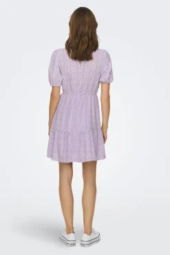 JDY Vestido Corto Detalles Calados Morado Clearance