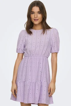 JDY Vestido Corto Detalles Calados Morado Clearance