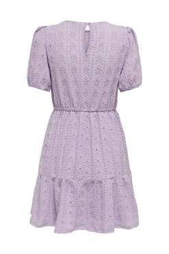 JDY Vestido Corto Detalles Calados Morado Clearance