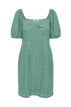 JDY Vestido Corto Detalles Calados Verde Discount