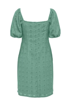 JDY Vestido Corto Detalles Calados Verde Discount