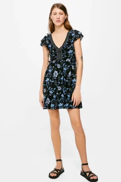 * Vestido Corto Escote Cenefa Negro