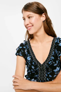 * Vestido Corto Escote Cenefa Negro
