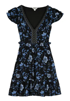 * Vestido Corto Escote Cenefa Negro