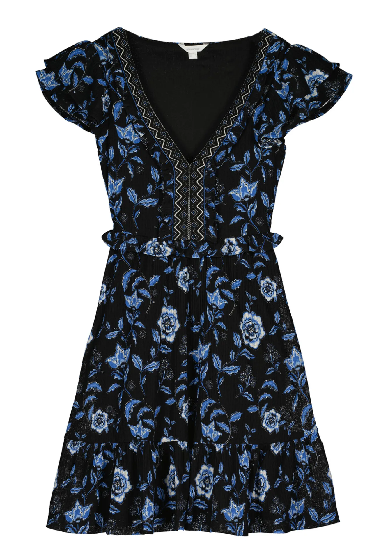 * Vestido Corto Escote Cenefa Negro
