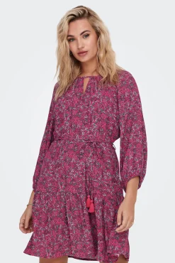 Only Vestido Corto Estampado Rojo Hot