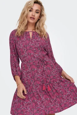 Only Vestido Corto Estampado Rojo Hot