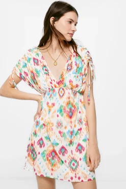 * Vestido Corto Estampado Etnico Marron Clearance