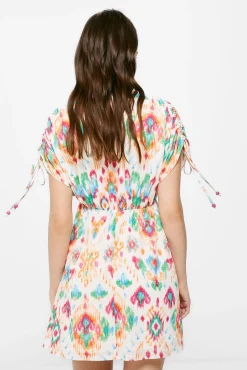 * Vestido Corto Estampado Etnico Marron Clearance