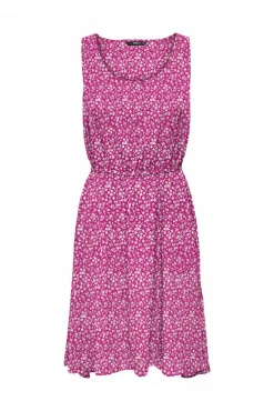 Only Vestido Corto Estampado Sin Mangas Rojo