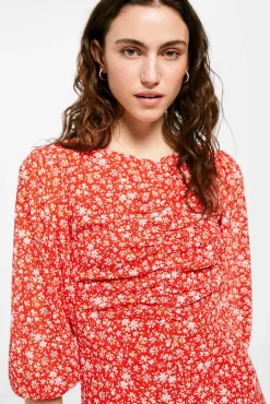 * Vestido Corto Frunces Rojo Clearance