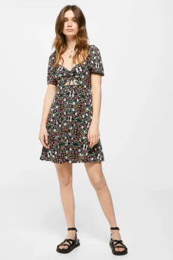 * Vestido Corto Lazo Uve Escote Negro Best