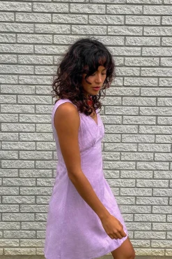 Noisy May Vestido Corto Lino Morado Sale