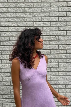 Noisy May Vestido Corto Lino Morado Sale