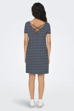Only Vestido Corto Manga Corta Azul Medio Hot