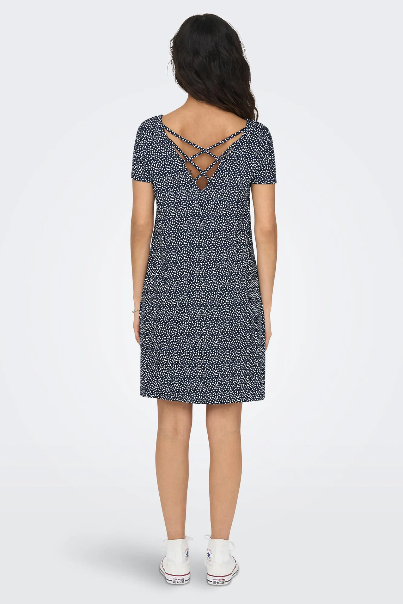 Only Vestido Corto Manga Corta Azul Medio Hot