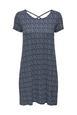 Only Vestido Corto Manga Corta Azul Medio Hot