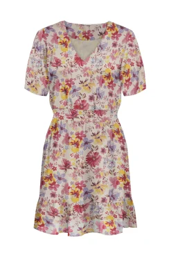 Only Vestido Corto Manga Corta Fluido Rosa Discount